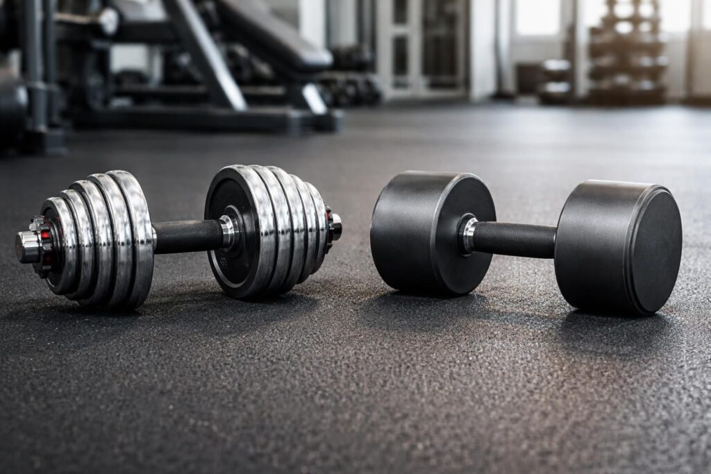 découvrez les différences clés entre haltères réglables et fixes pour choisir l'équipement de musculation adapté à vos besoins et objectifs.