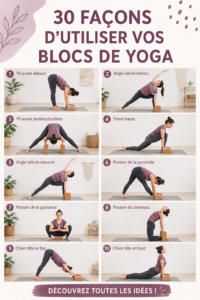 Femme utilisant un bloc de yoga pendant une séance de yoga