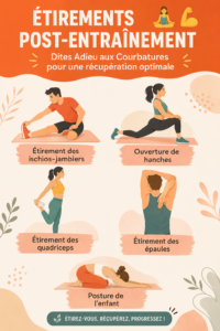 Femme en train de faire des étirements post-entraînement sur un tapis
