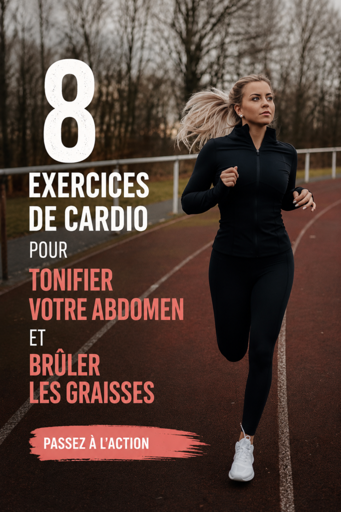 Femme réalisant des exercices de cardio pour tonifier son abdomen dans un parc.