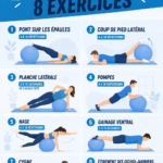 Femme effectuant des exercices sur un swiss ball dans un salon cosy