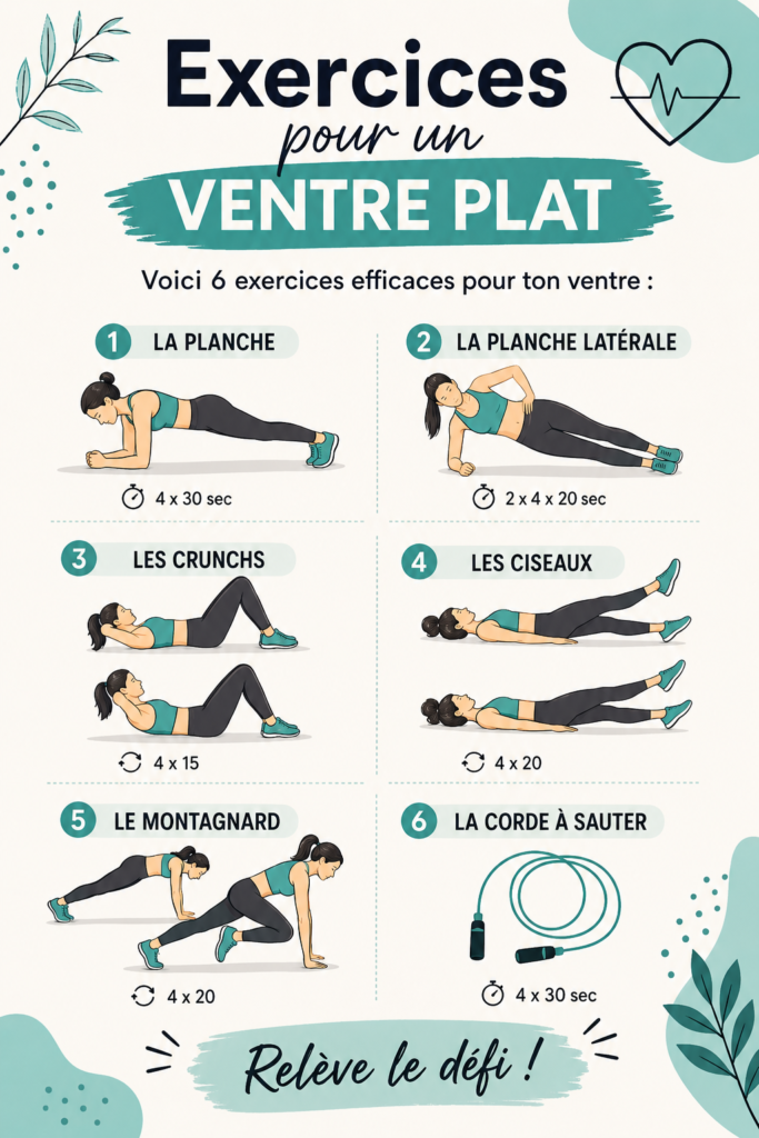Femme souriante pratiquant des exercices pour un ventre plat dans un salon