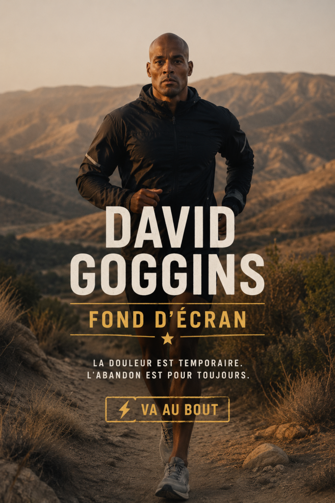 Un fond d'écran inspirant de David Goggins avec une citation motivante.