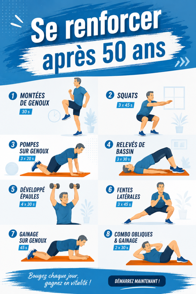 Femme de 50 ans, souriante, faisant du yoga dans un parc, symbolisant le bien-être.