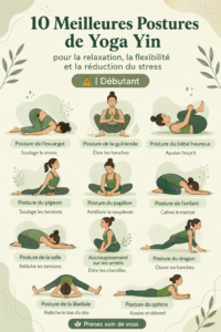 Femme pratiquant le yin yoga pour la relaxation et le stress dans un environnement calme.