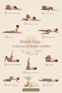 Femme pratiquant le yoga du soir dans un cadre apaisant