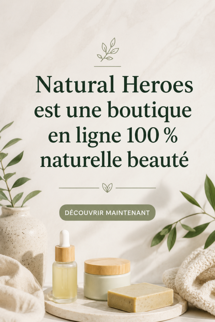 Image d'une sélection de produits de beauté naturels sur une table en bois.