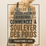 Femme soulevant des poids dans une salle de gym, symbole de force et de transformation.