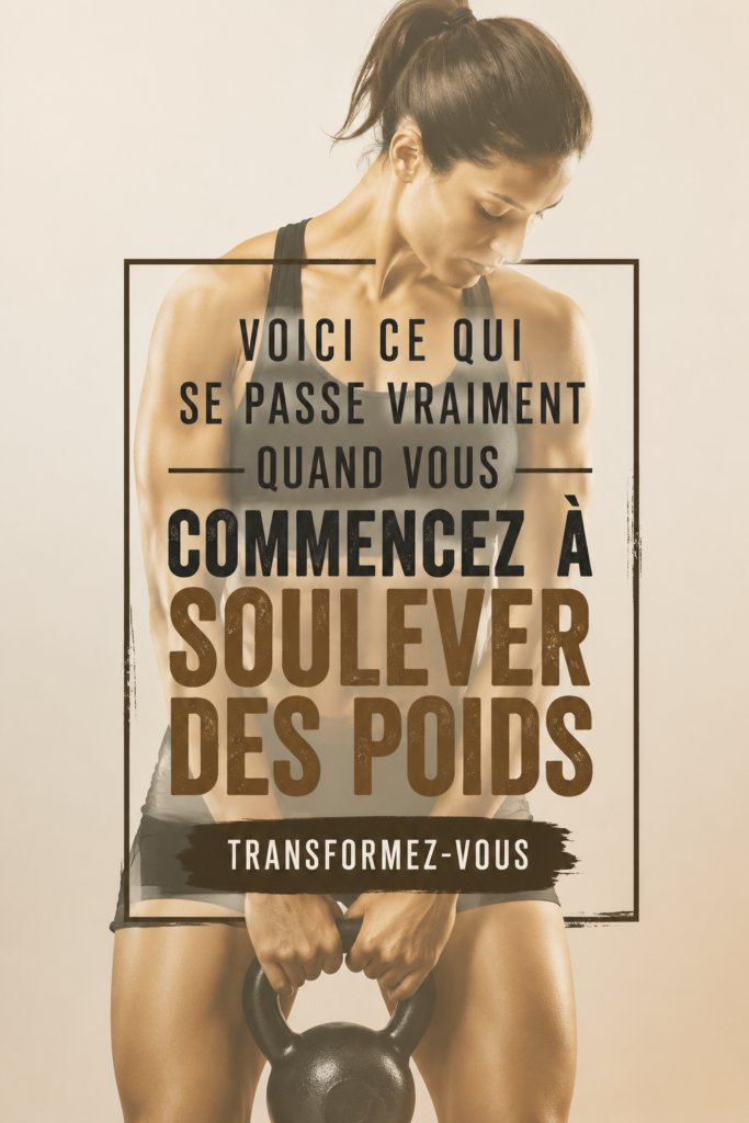 Femme soulevant des poids dans une salle de gym, symbole de force et de transformation.