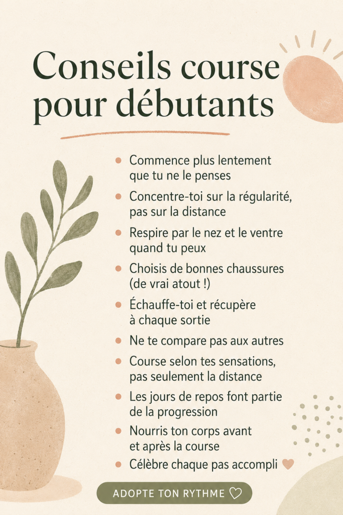 Femme en extérieur courant avec un sourire, symbolisant le plaisir de la course à pied.