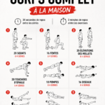 Femme réalisant un entraînement complet à domicile dans un salon lumineux.