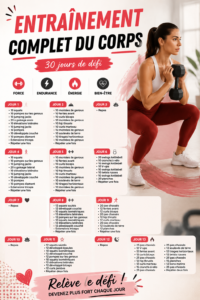 Femme en train de réaliser un exercice de renforcement musculaire complet à la maison