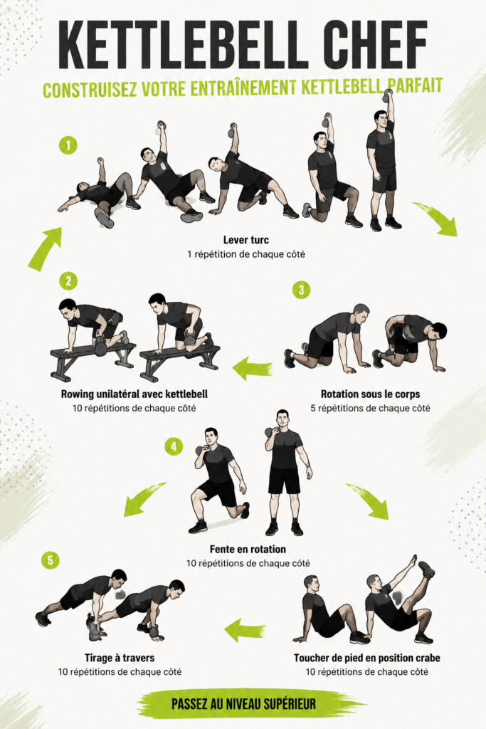 Femme utilisant une kettlebell dans un entraînement à la maison