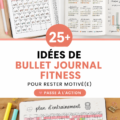 Une belle page de bullet journal fitness avec des illustrations colorées et des trackers d'exercice.