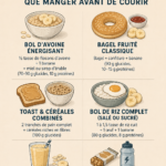 Femme préparant un petit-déjeuner sain avec des fruits, des céréales et du yaourt pour bien commencer sa journée de course.