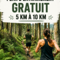 Femme en train de courir en pleine nature avec le sourire, prête à relever le défi des 10 km.