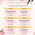 Femme courant sous le soleil d'été avec un programme d'entraînement visible.