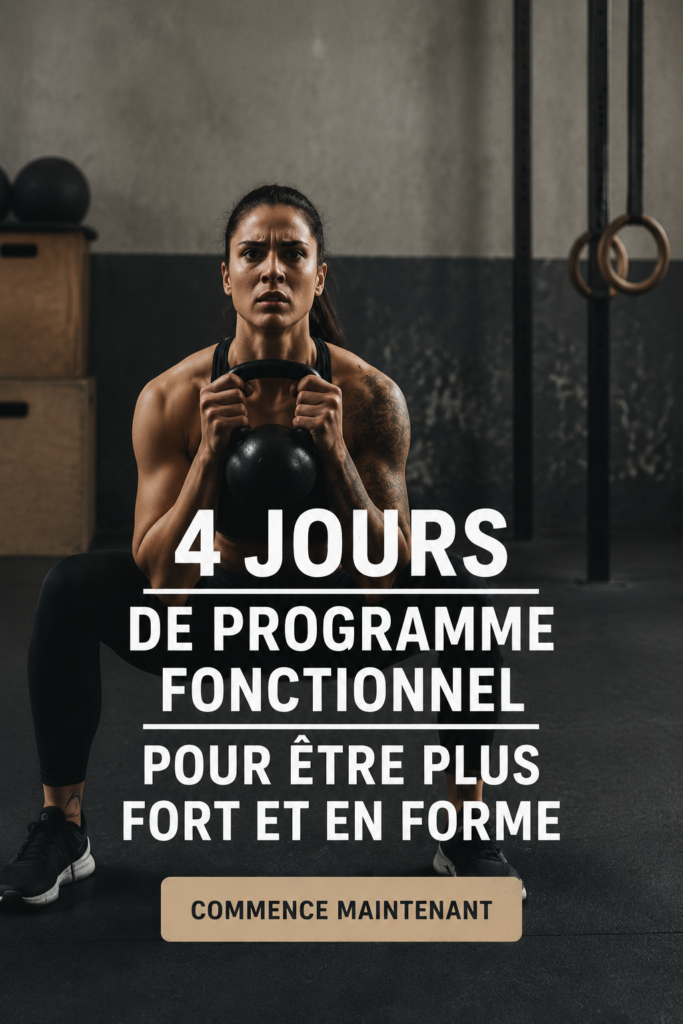 Femme s'entraînant avec des poids lors d'un programme de musculation fonctionnel sur 4 jours