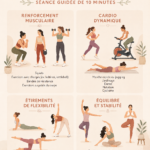 Femme pratiquant une routine d'étirement complet dans un environnement calme et accueillant.