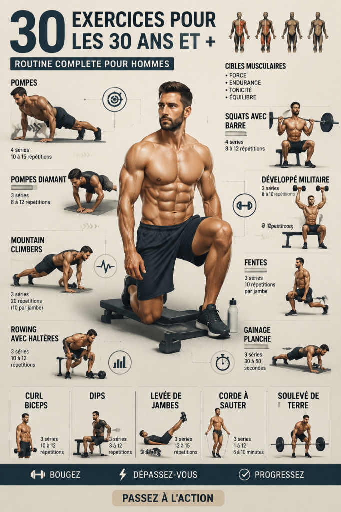 Homme adulte effectuant des exercices à la maison sur un tapis de gym