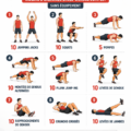 Une femme effectuant une routine d'exercices à la maison.
