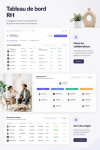 Exemple d'un tableau de bord RH avec un design UI/UX moderne