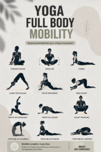 Femme pratiquant une posture de yoga pour améliorer sa mobilité corps entier