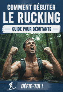 Femme pratiquant le rucking sur un sentier de forêt, équipée d'un sac à dos et de chaussures de randonnée.