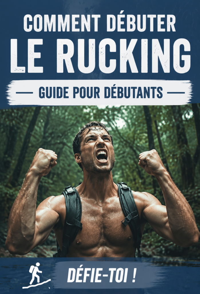Femme pratiquant le rucking sur un sentier de forêt, équipée d'un sac à dos et de chaussures de randonnée.