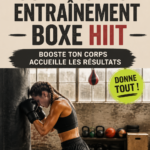 Femme en train de faire un entraînement HIIT de boxe à l'extérieur.