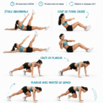 Femme en train de réaliser un exercice de gainage pour renforcer les abdos sans matériel.