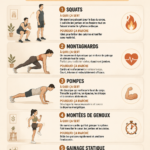 Femme réalisant des exercices de fitness à domicile pour brûler des graisses.