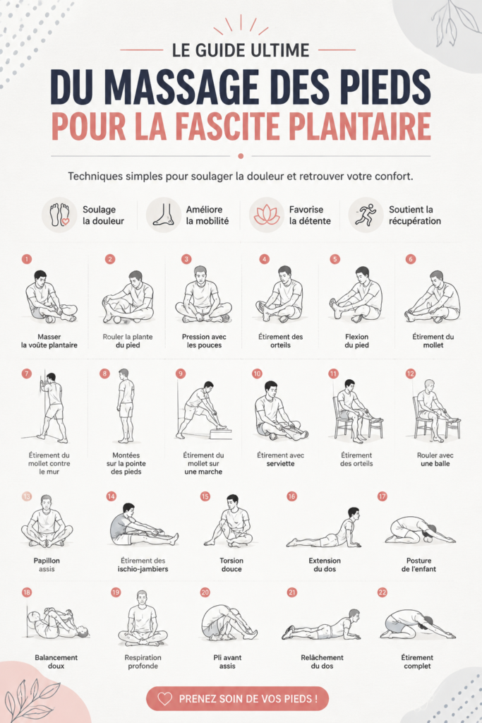 Massage des pieds pour soulager la fascite plantaire, bien-être et détente.