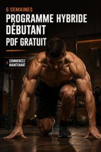 Femme faisant des exercices de fitness à la maison avec un programme d'entraînement hybride.