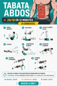 Femme réalisant des exercices de Tabata abdos en salle de sport