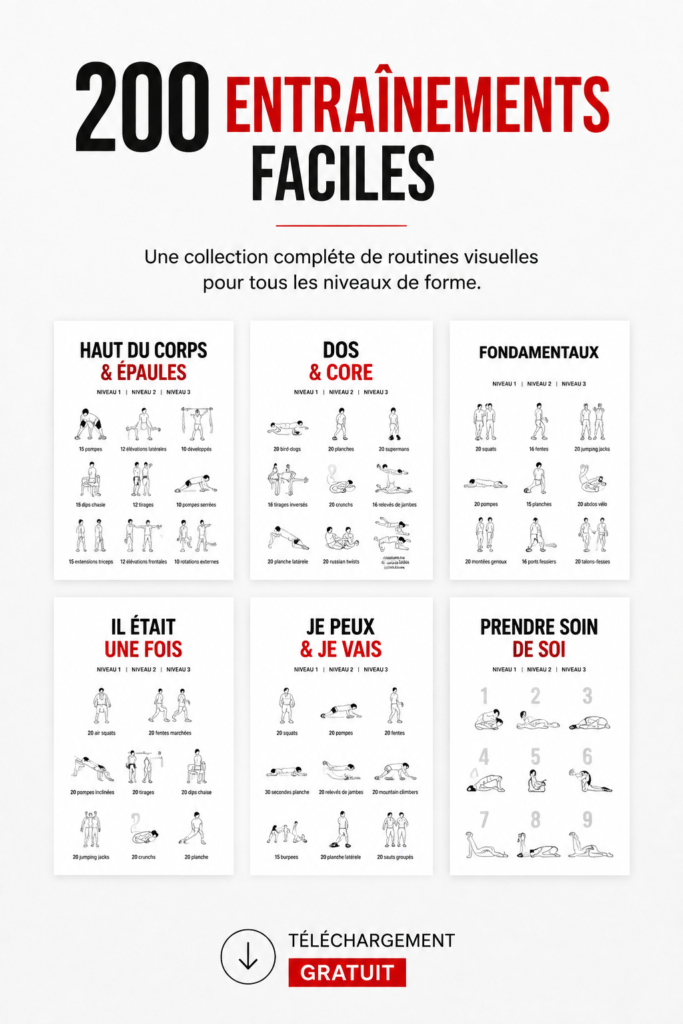 Femme souriante pratiquant des exercices faciles à la maison pour le fitness.