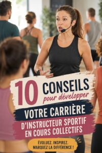 Femme en train de donner un cours de fitness, mettant en avant son expertise et son engagement professionnel dans le domaine.