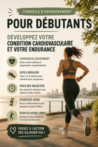 Femme de 40 ans s'entraînant en extérieur pour améliorer son endurance cardiovasculaire.