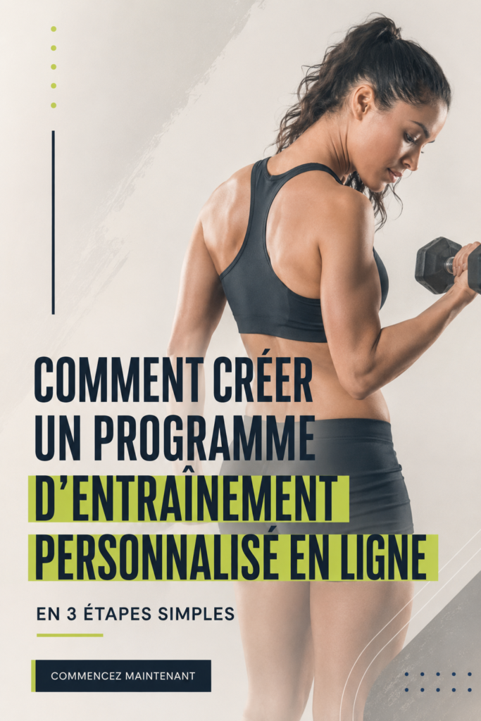 Femme utilisant un ordinateur pour créer un programme d'entraînement personnel en ligne