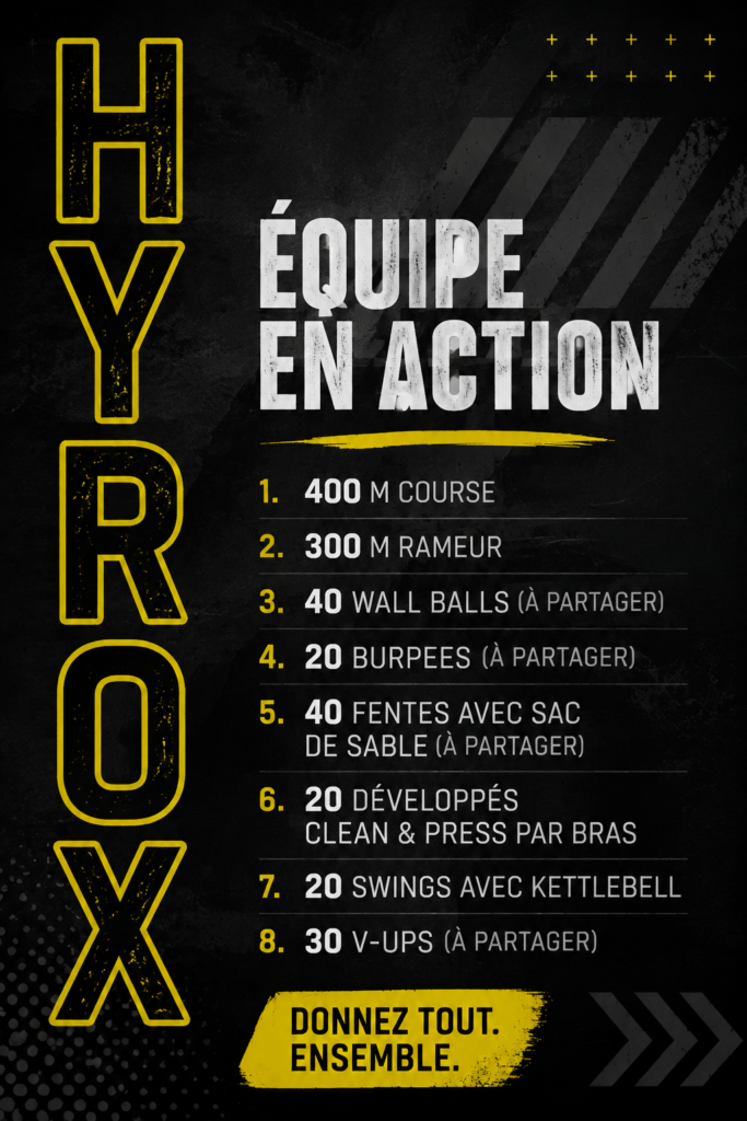 Femme courant avec enthousiasme lors d'un événement Hyrox.