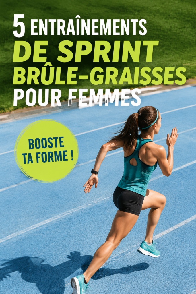 Femme s'entraînant avec des sprints pour brûler les graisses dans un parc.