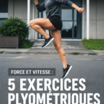 Femme pratiquant des exercices plyométriques dans un parc.
