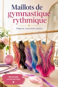 Femme portant un maillot de gymnastique rythmique coloré lors d'un entraînement
