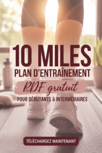 Femme courant dans un parc, heureuse et déterminée, illustrant un plan d'entraînement de 10 miles.