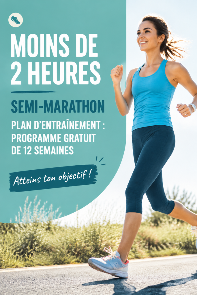 Femme courant sur une route, préparant un semi-marathon sous les 2 heures