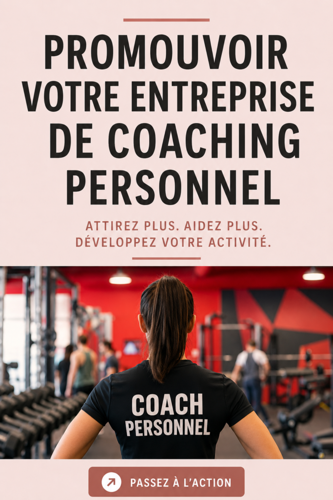 Coaching sportif en action avec un graphisme sur les stratégies de promotion