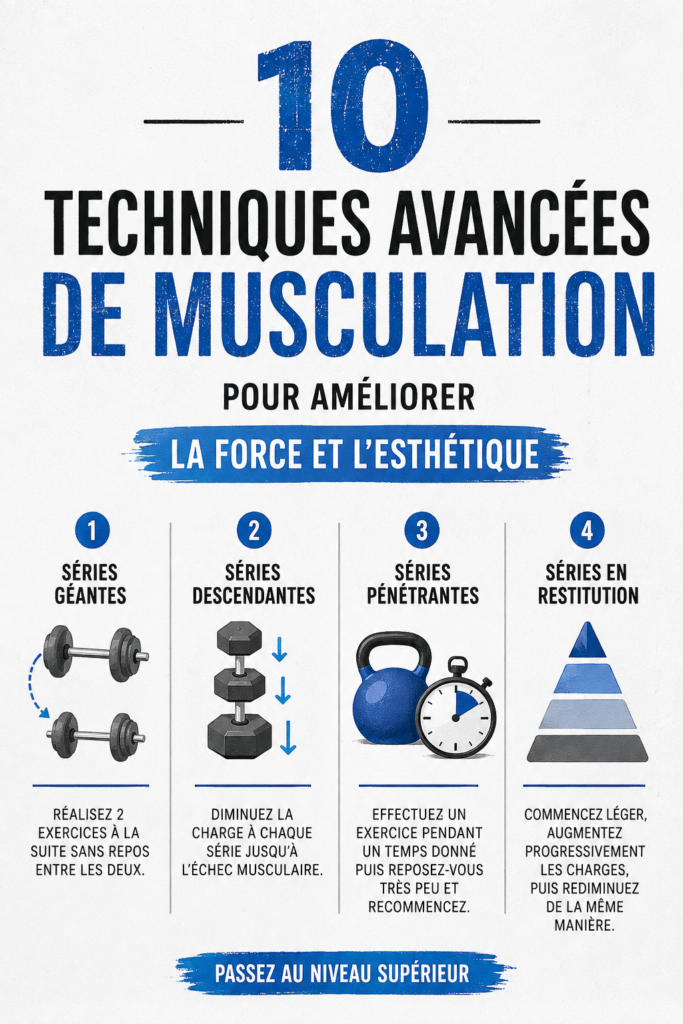 Femme levant des poids dans une salle de sport, illustrant des techniques de musculation avancées.