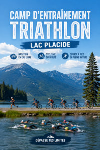 Une femme participant à un triathlon, montrant concentration et détermination au cours de la course.