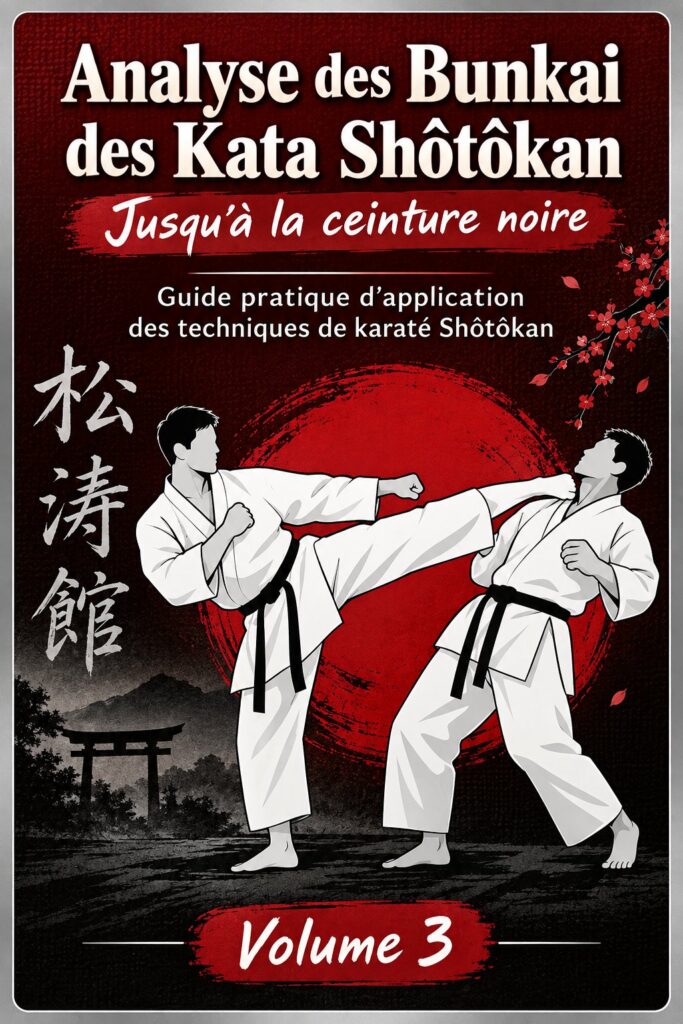 Démonstration de techniques de Bunkai dans le karaté Shôtôkan par une femme pratiquante.