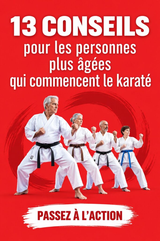 Femme en train de pratiquer le karaté en classe, souriante et motivée.